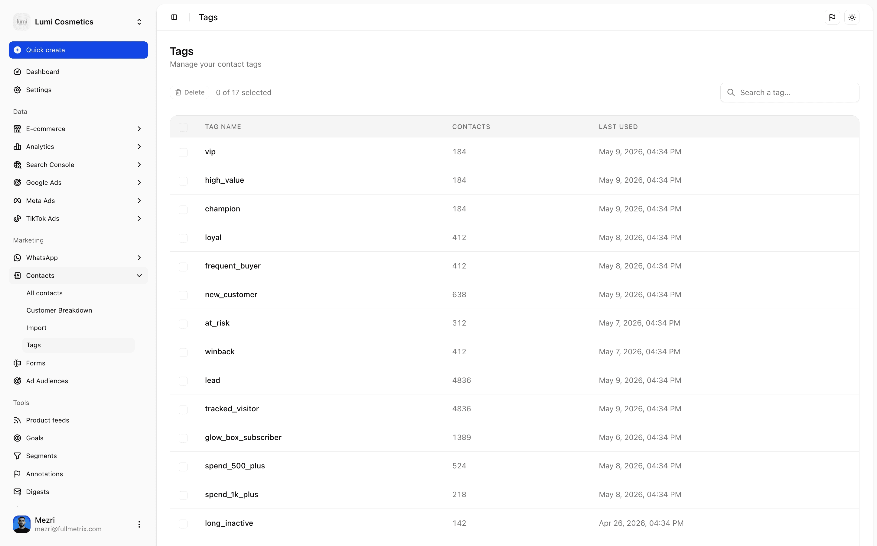 Auto-tagged by behavior, manual when you need it.