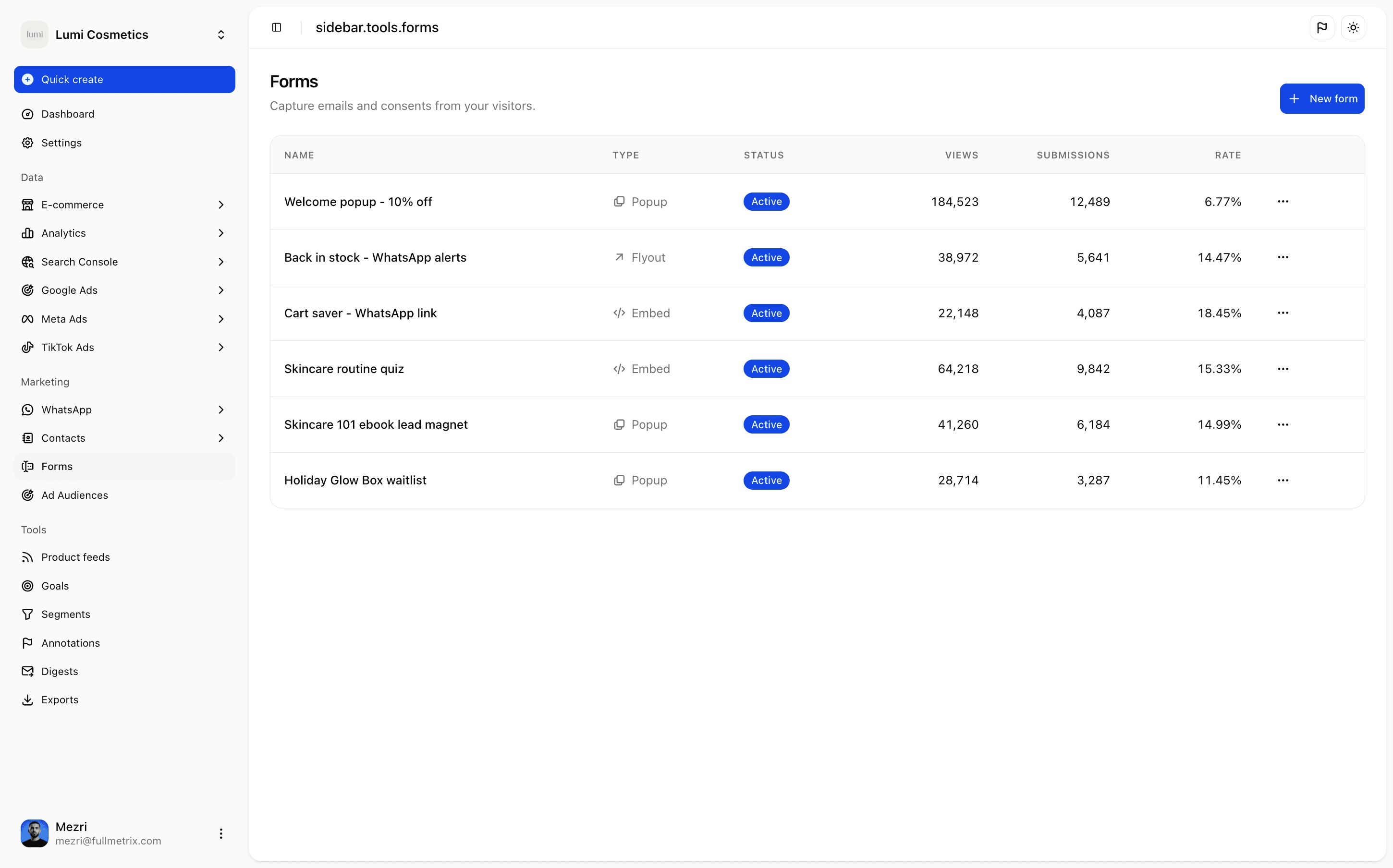 Forms for e-commerce