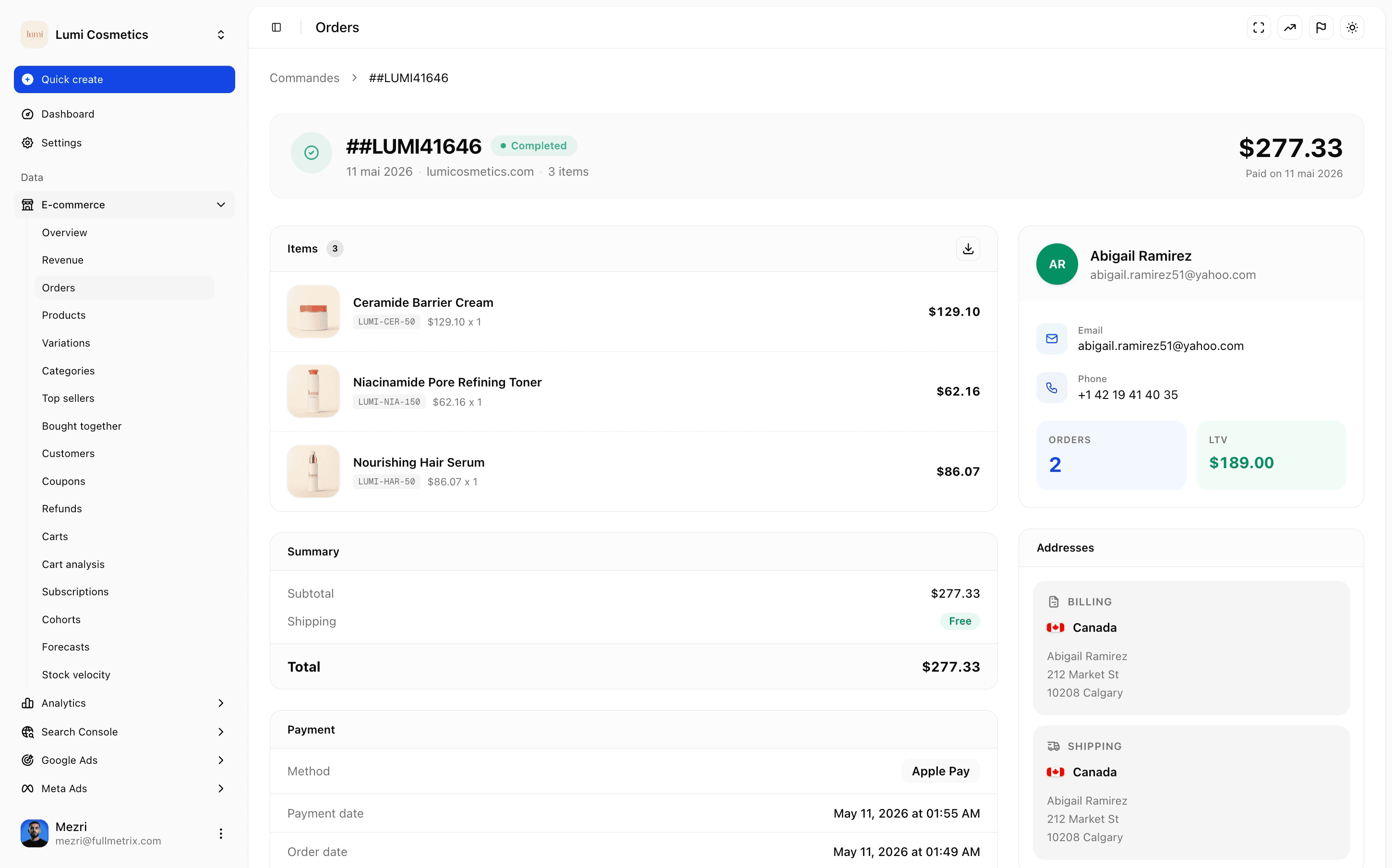 Ouvrez une commande, voyez tout le contexte.