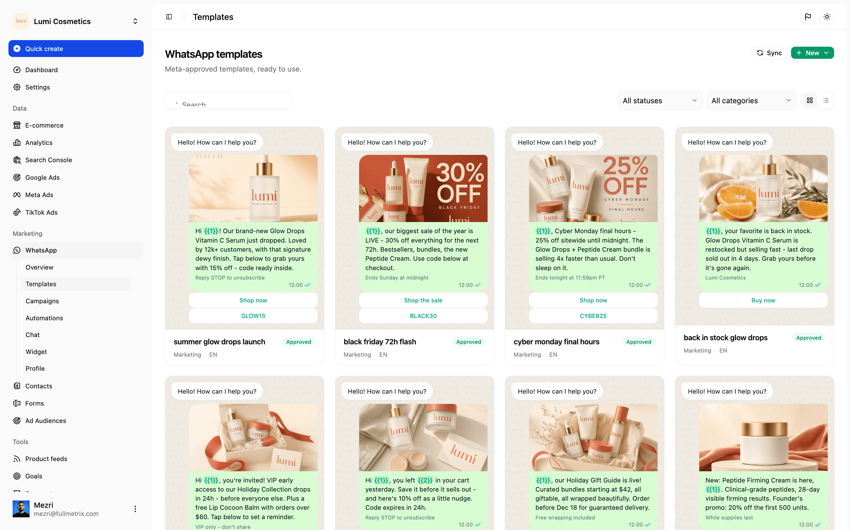 WhatsApp message templates