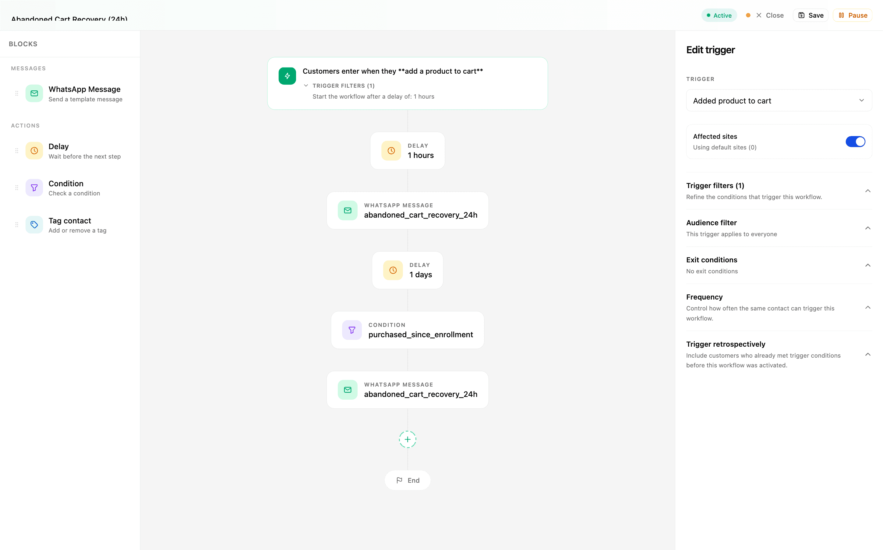 Real e-commerce events, not generic CRM hooks.